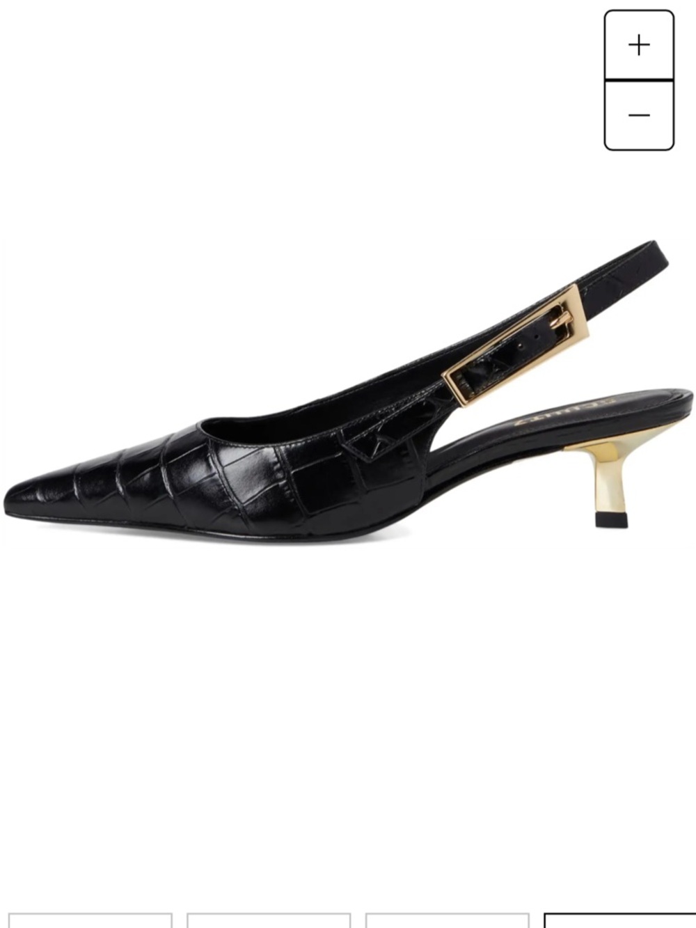 Schutz Ciara Pump Black Croc Embossed Slingback Pointed Toe Kitten Heels Sz 8.5